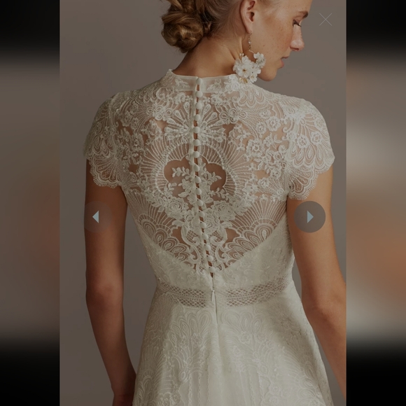 MELISSA SWEET Embroidered Illusion Mock Neck Wedding Dress - Picture 2 of 7